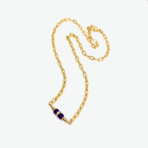 Diamond Paper Clip Chain Necklace | Aquarius Birthstone