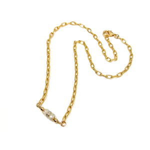 Diamond Paper Clip Chain Necklace | Gemini Birthstone