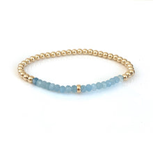 Gold Ball Stretch Bracelet | Aquamarine Gems