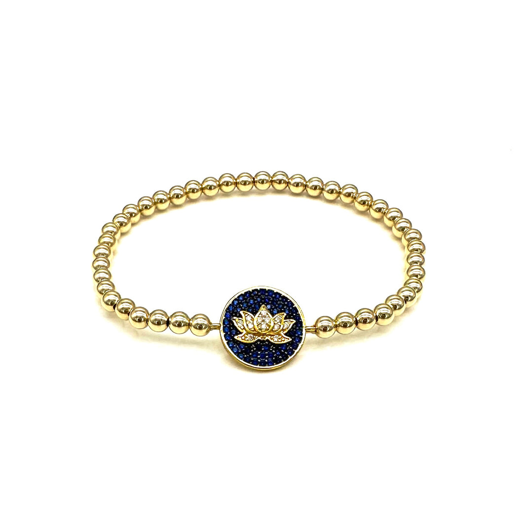 Gold Ball Stretch Bracelet | Blue Lotus Link