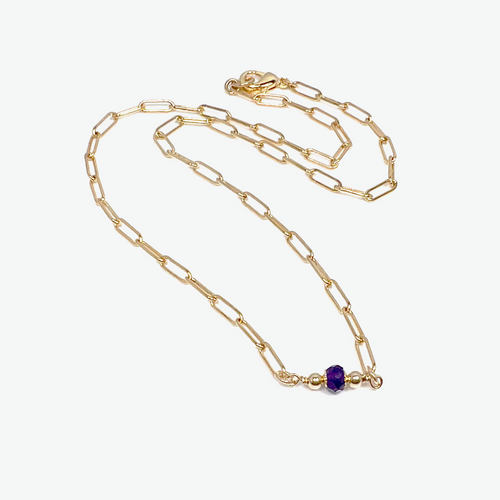 Paper Clip Chain Necklace | Aquarius Birthstone