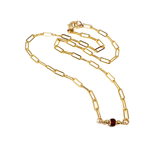 Paper Clip Chain Necklace | Capricorn Birthstone