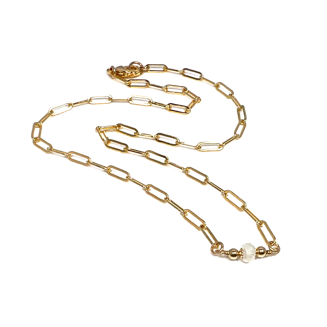 Paper Clip Chain Necklace | Gemini Birthstone