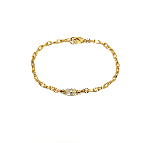 Diamond Paper Clip Chain Bracelet | Gemini Birthstone