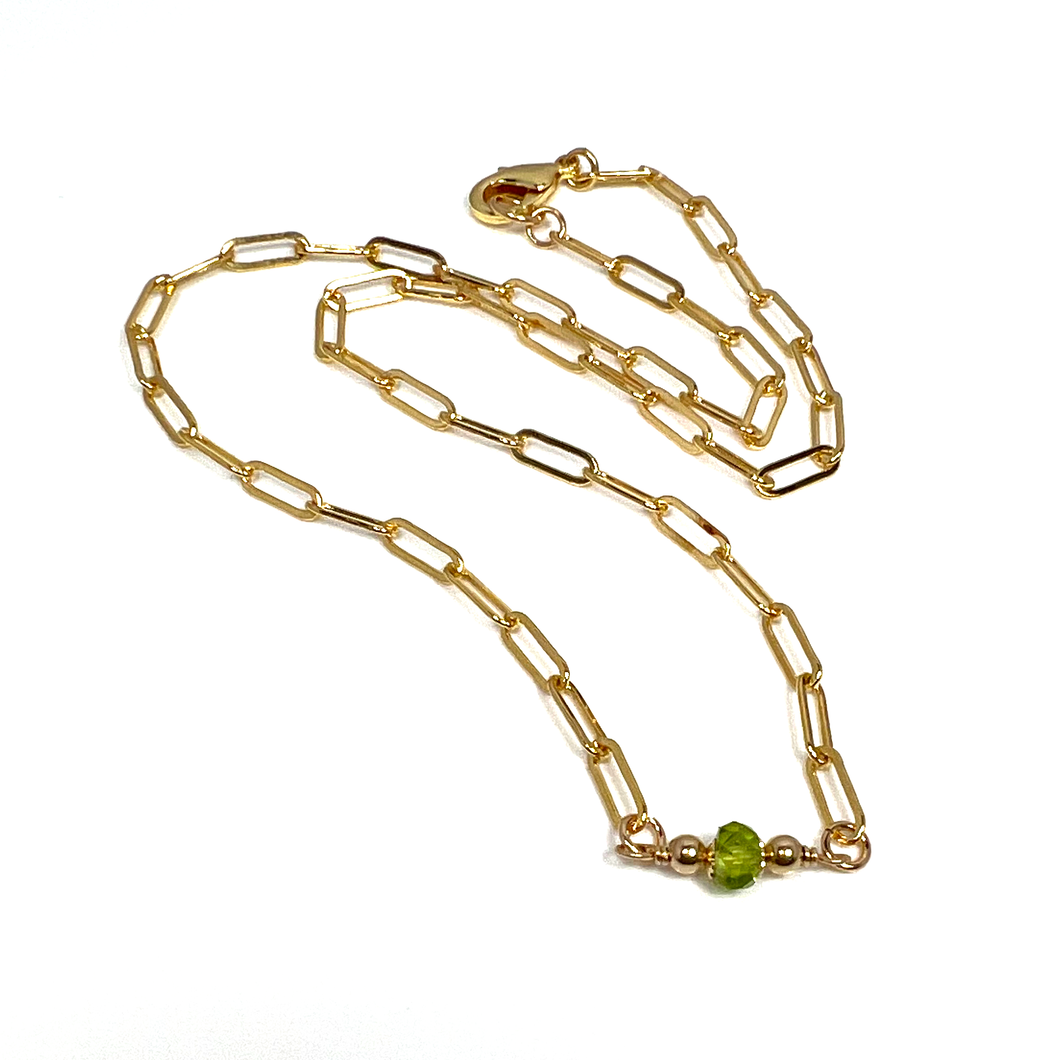 Paper Clip Chain Necklace | Leo Birthstone