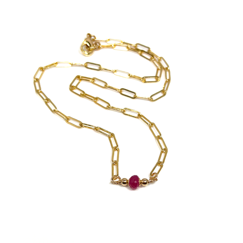 Paper Clip Chain Necklace | Libra Birthstone