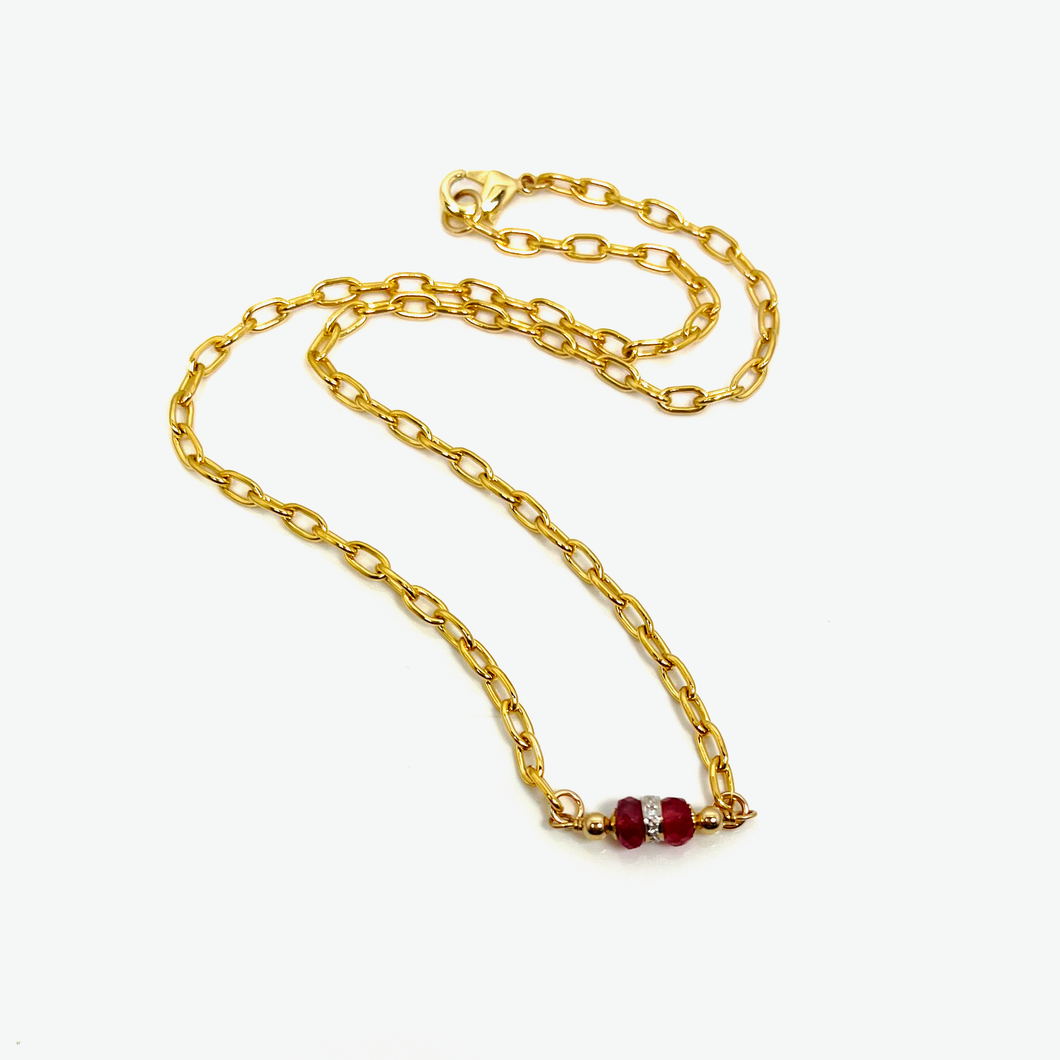 Diamond Paper Clip Chain Necklace | Libra Birthstone