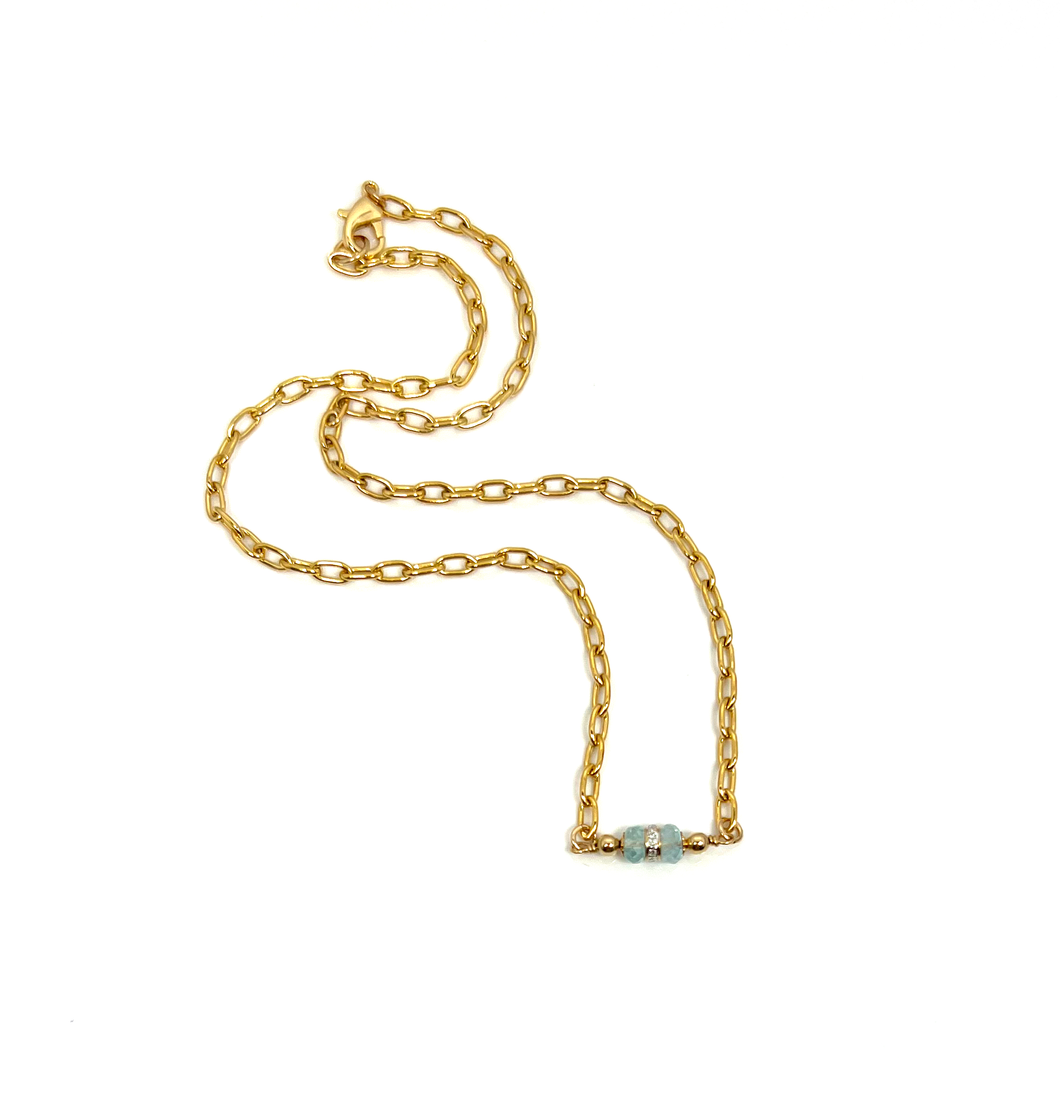 Diamond Paper Clip Necklace | Pisces Birthstone