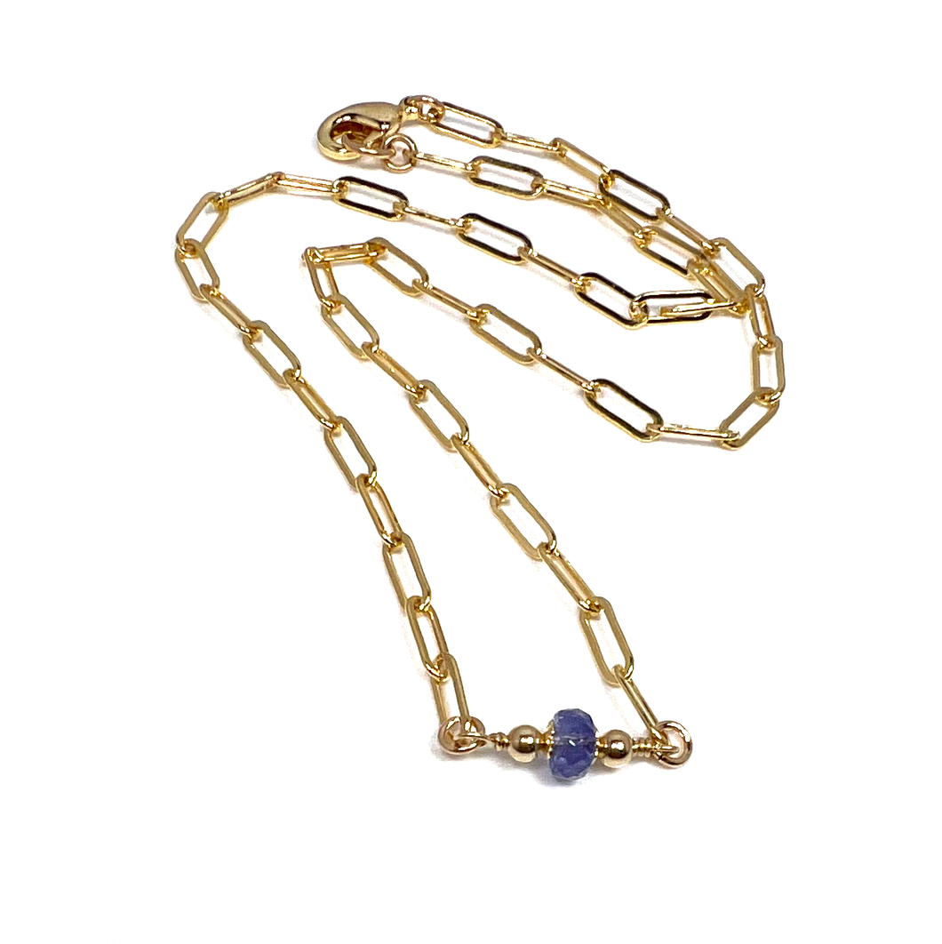 Paper Clip Chain Necklace | Sagittarius Birthstone