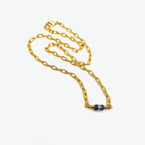Diamond Gold Paper Clip Chain Necklace | Sagittarius Birthstone
