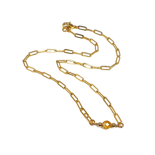 Paper Clip Chain Necklace | Scorpio Birthstone