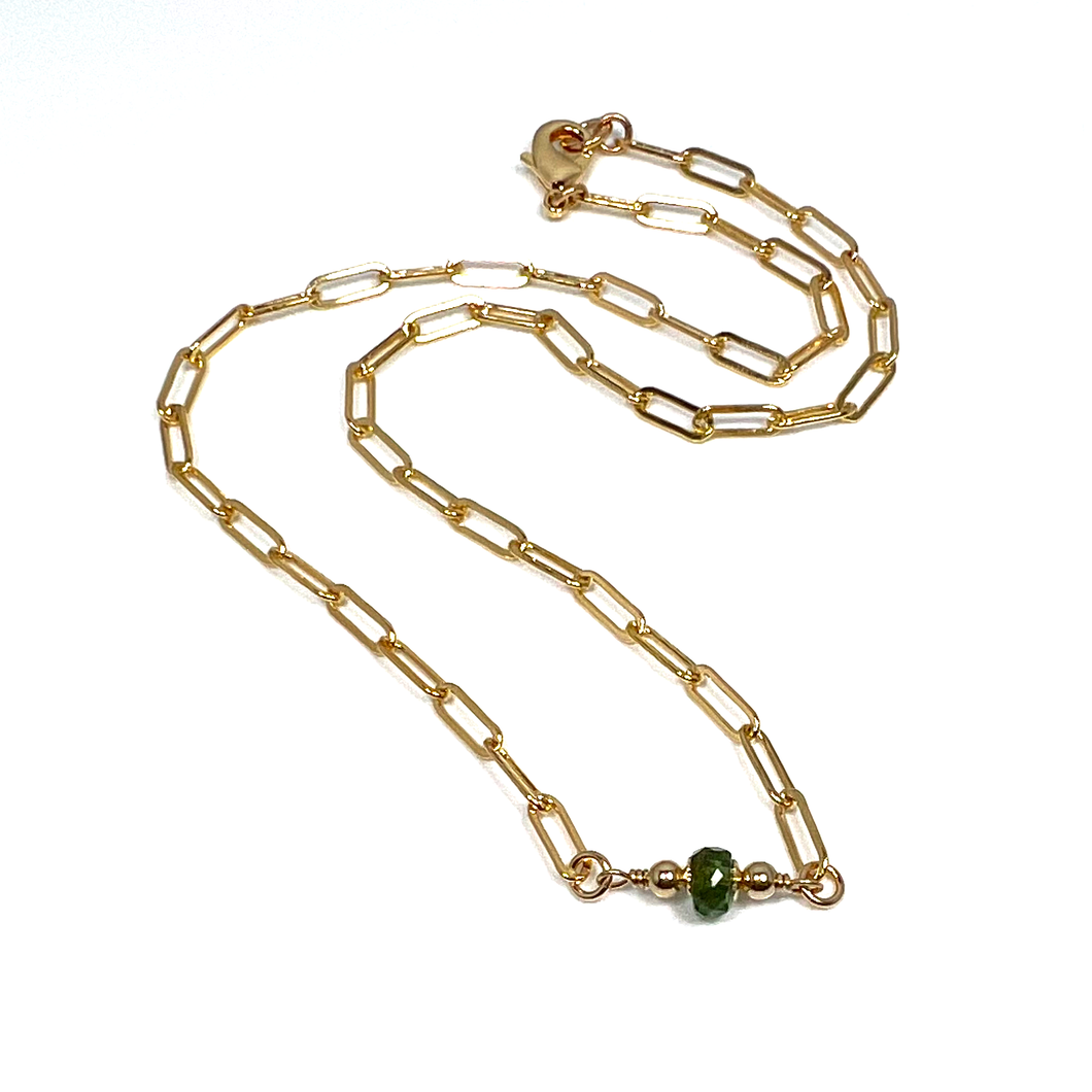 Paper Clip Chain Necklace | Taurus Birthstone